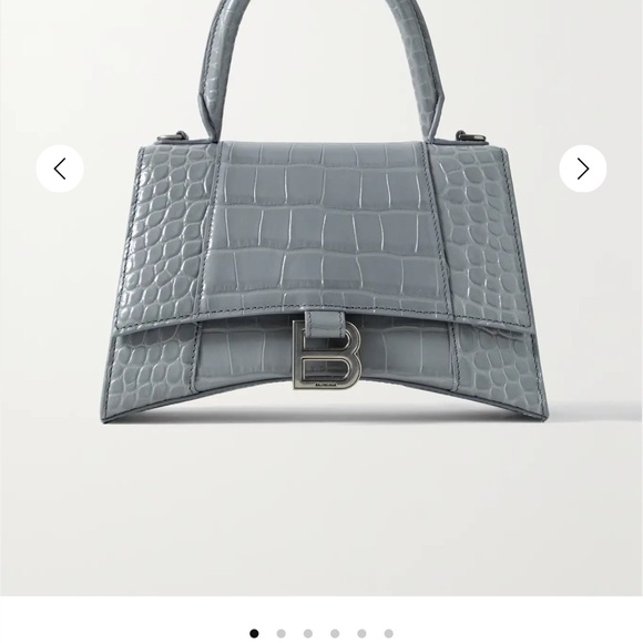 Balenciaga Handbags - Balenciaga Silver Croc-Embossed Satchel